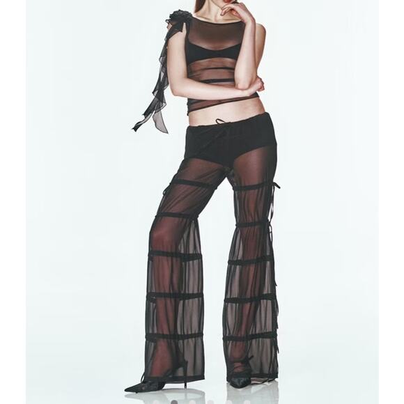 Khela - Back To Black Sheer Side Tie Pants in Black - Picture 7 of 7